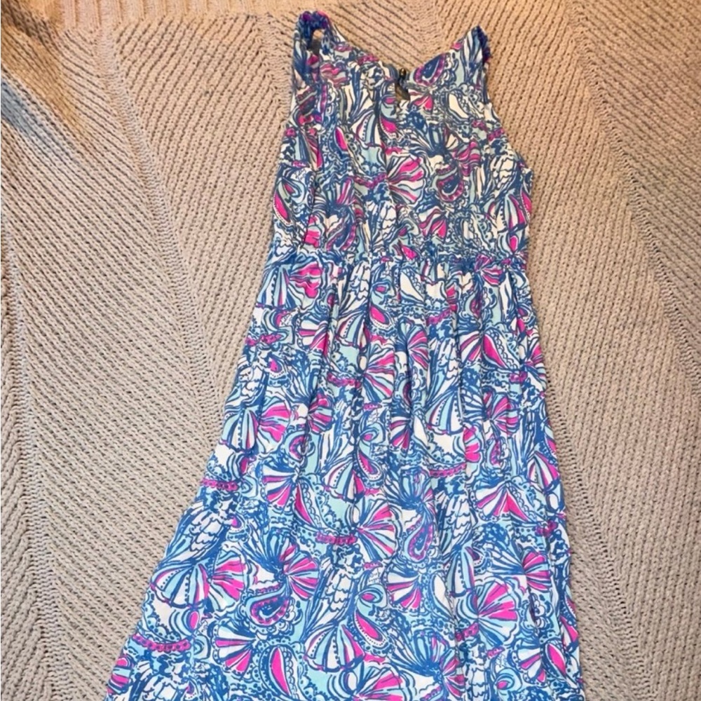 Lilly Pulitzer Blue and Pink Maxi Dress
